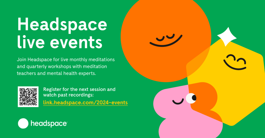 A description of the Headspace Live events for 2024 with a QR code and link to the webpage for signup.